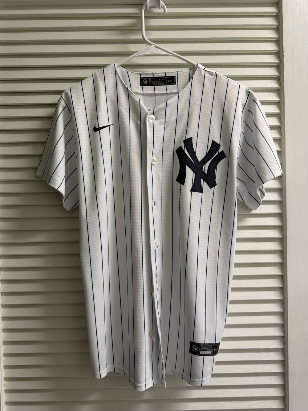 Youth New York Yankees White Pinstripe Baseball Jersey - Babe Ruth